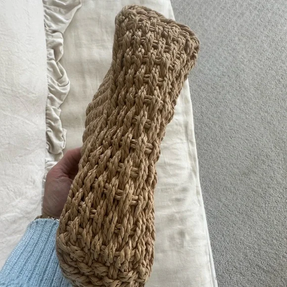 Amazon Natural Tan Woven Straw Crossbody with Patterned Strap - Picture 4 of 4